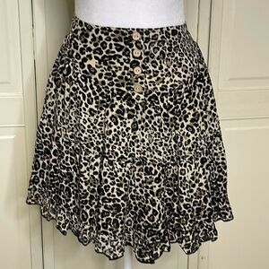 &MERCI Leopard Print Tiered Mini Ruffle Skirt Size M